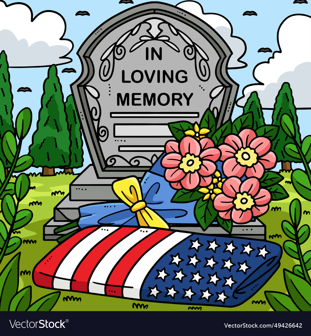 Memorial day in loving memory colored cartoon Vector Image