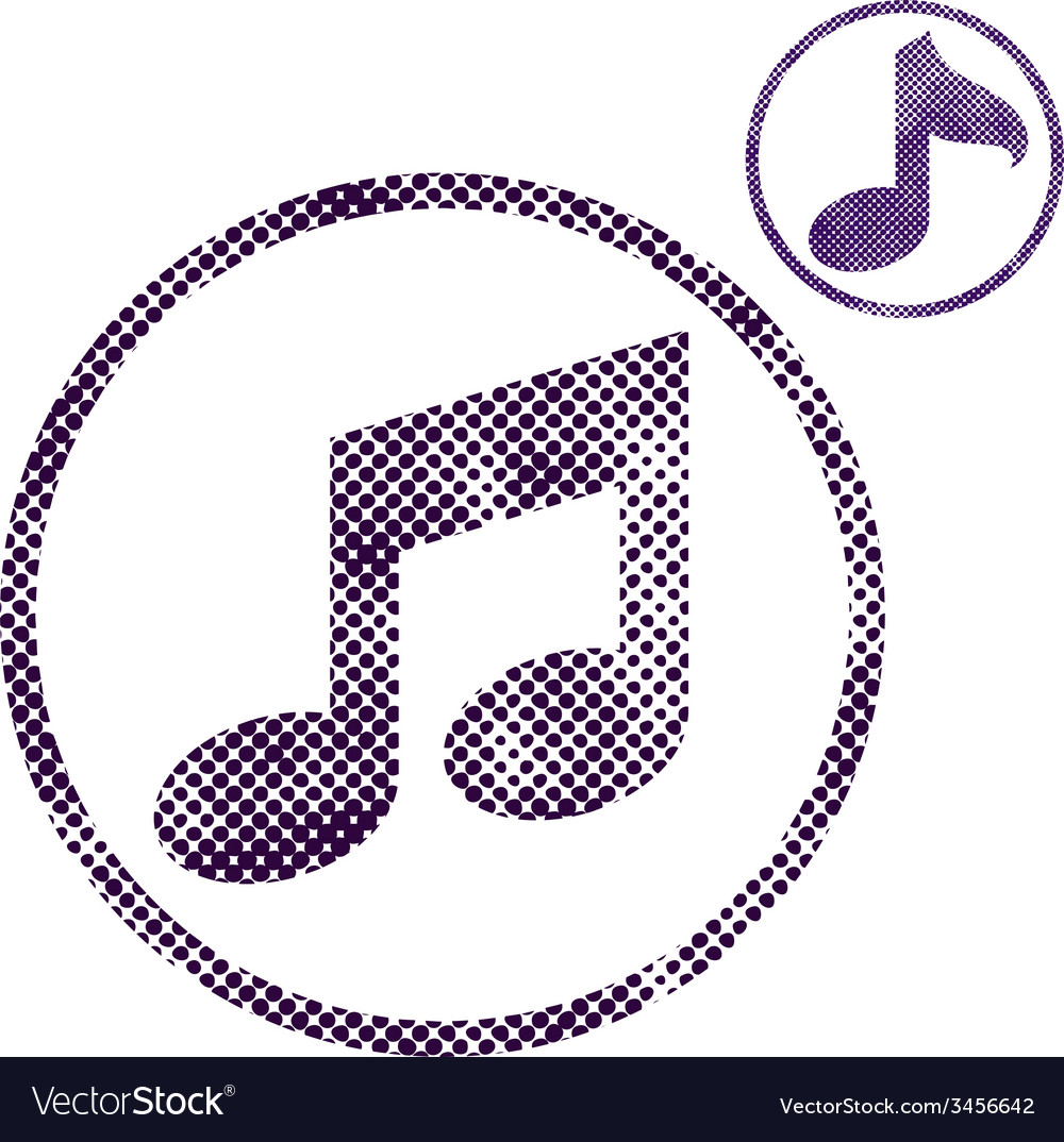 Music note icon with halftone dots print texture