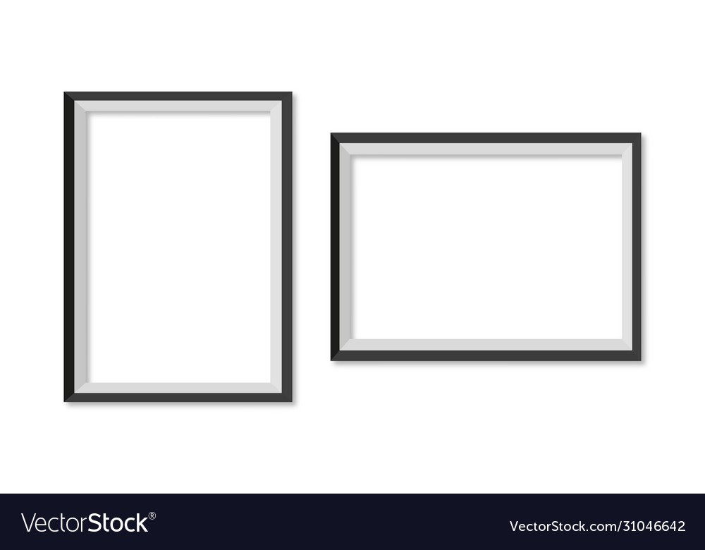 Set frame for photo with shadow in white vector image Set frame for photo with shadow in white