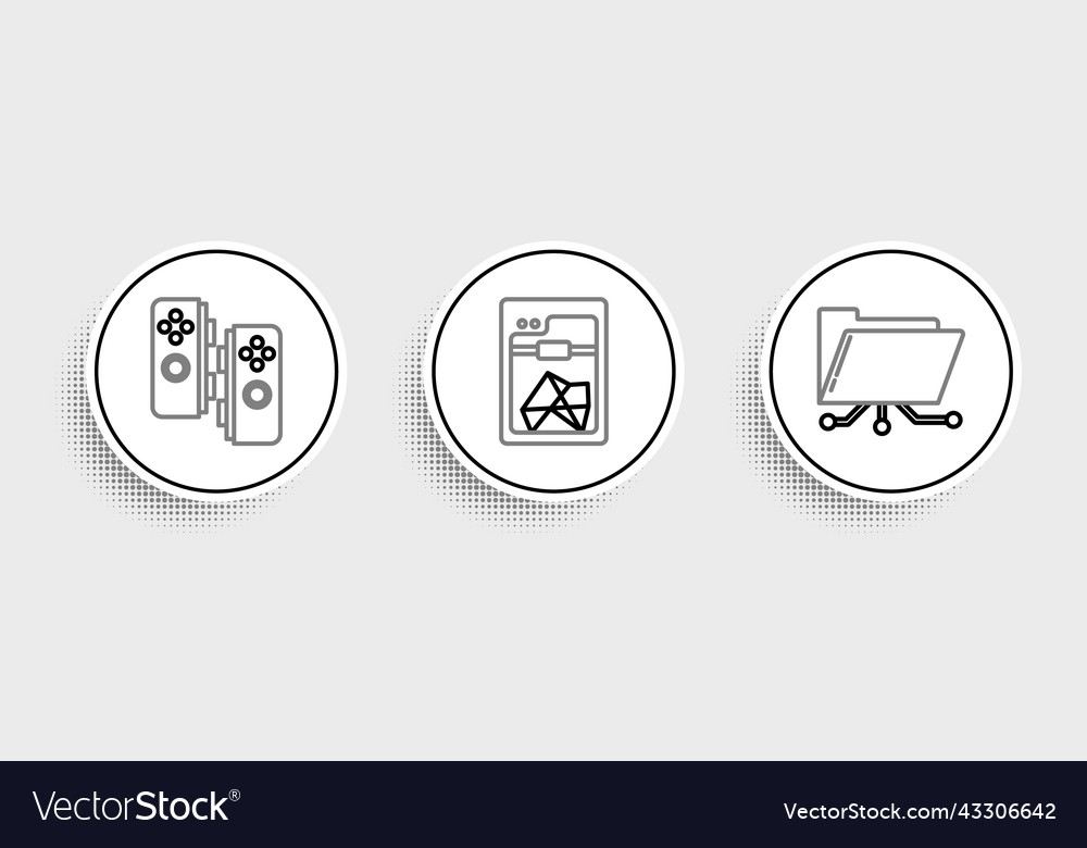 Set line folder and lock gamepad 3d printer Vector Image Set line folder and lock gamepad 3d printer