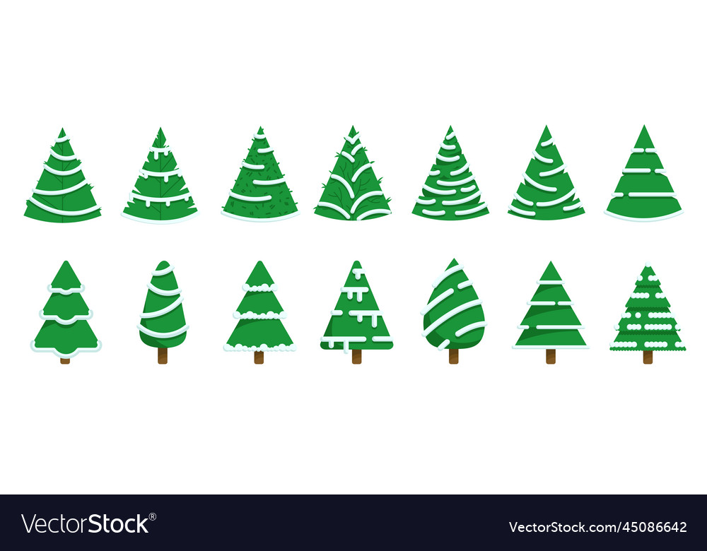 Set of christmas tree vector image Set of christmas tree
