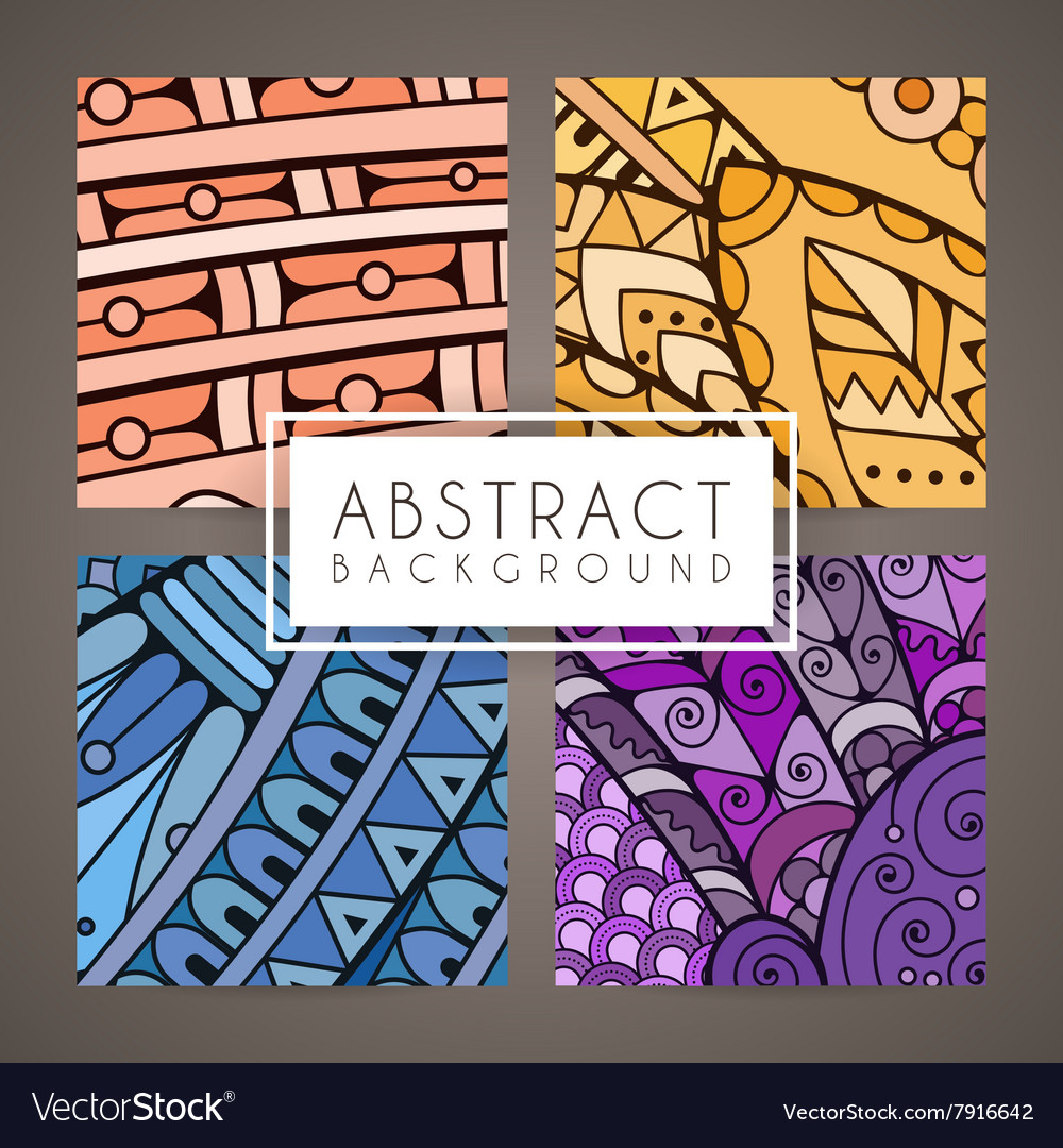 Set of four colorful intricate patterns