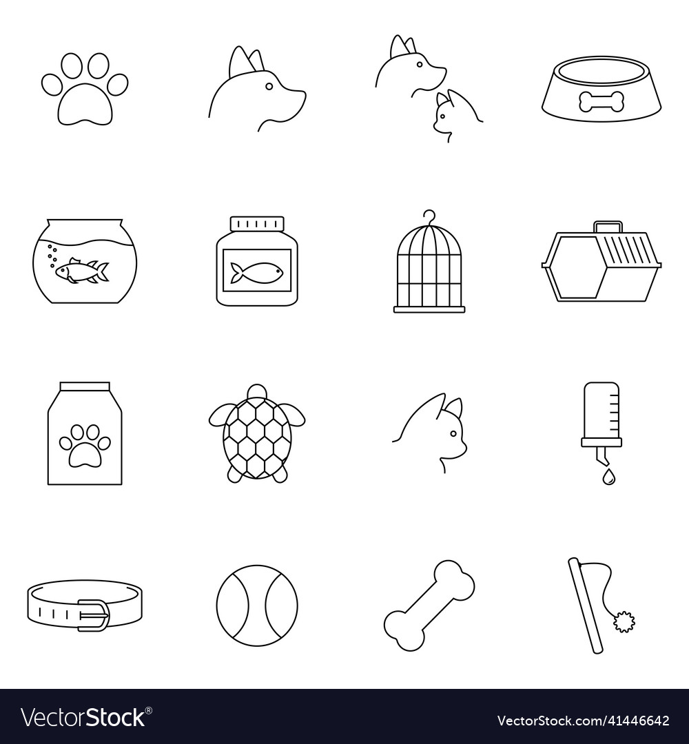 Simple set of pet related line icons contains