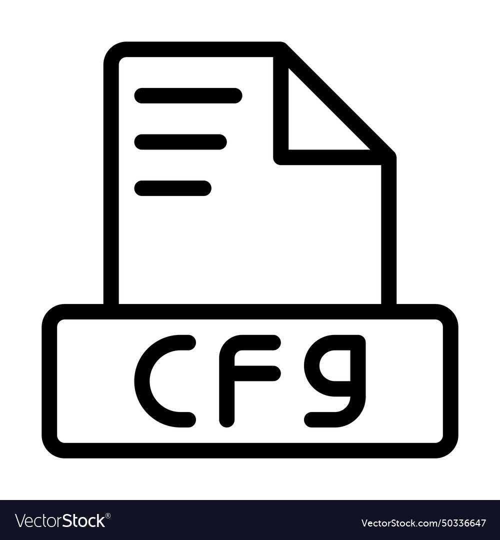 Cfg file icon outline extension format Royalty Free Vector