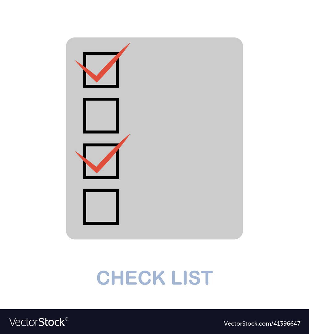 Check list flat icon colored element sign from vector image Check list flat icon colored element sign from