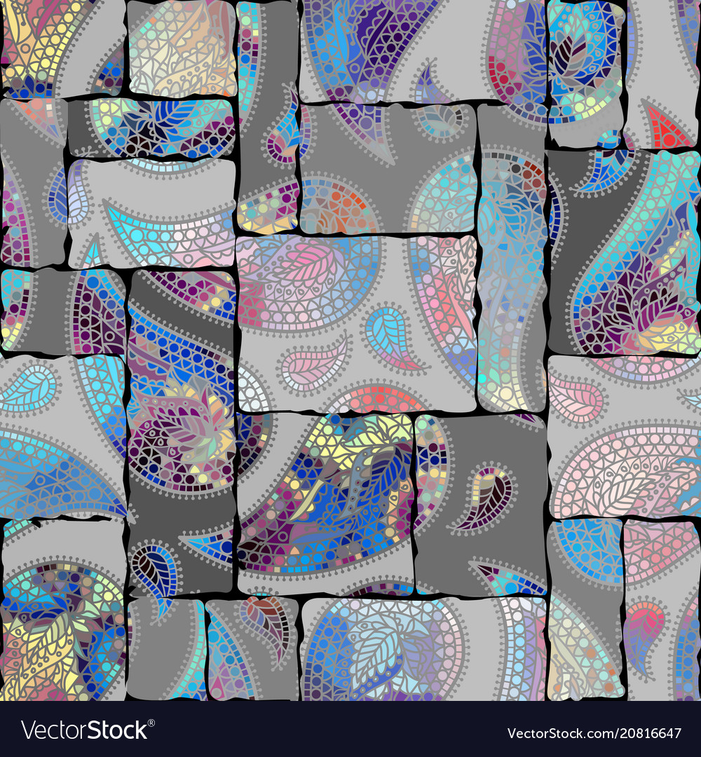 Geometric patchwork pattern of a squares vector image Geometric patchwork pattern of a squares
