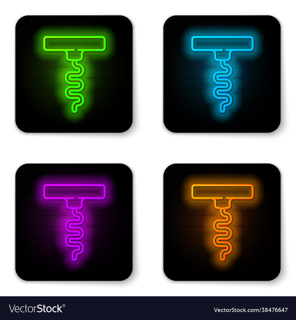 Glowing neon line wine corkscrew icon isolated