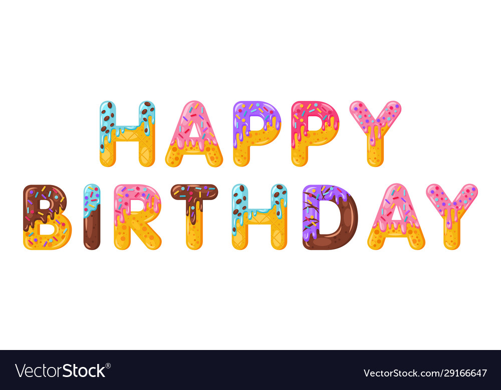 Happy birthday biscuit lettering glazed Royalty Free Vector