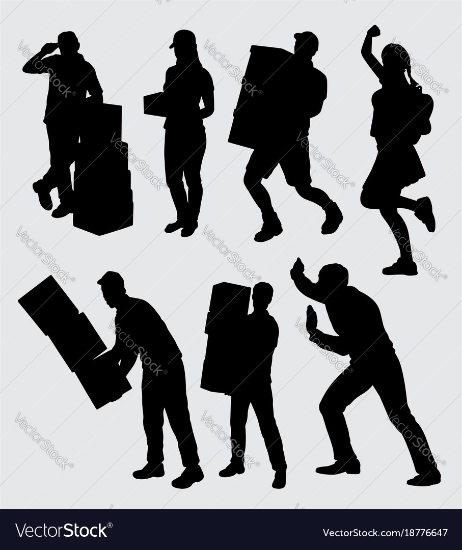 People Work Silhouette Royalty Free Vector Image