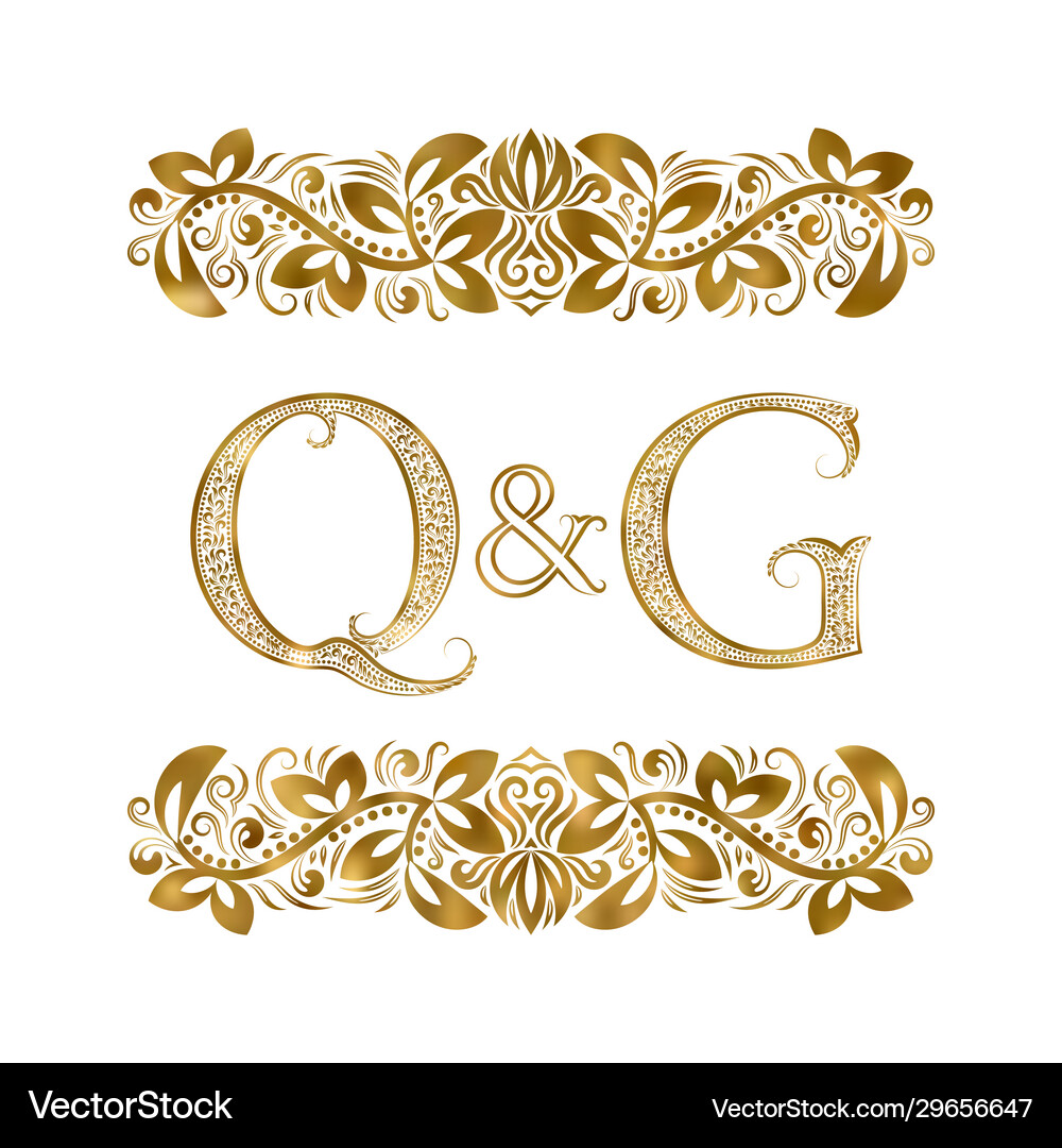 Q And G Vintage Initials Logo Symbol Letters Vector Image
