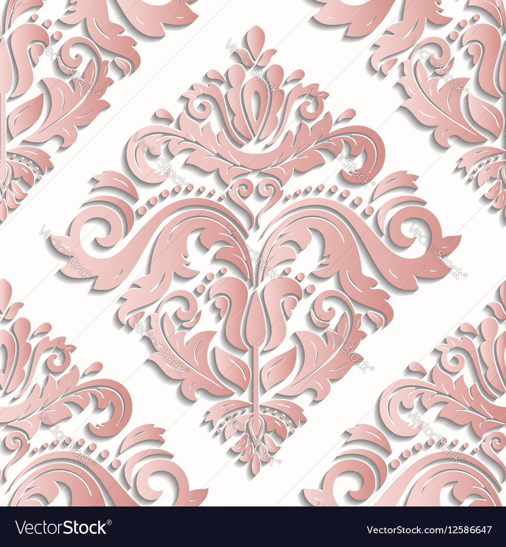 Seamless oriental pattern with 3d elements