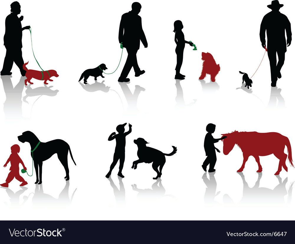 Silhouetted Friends with Dogs