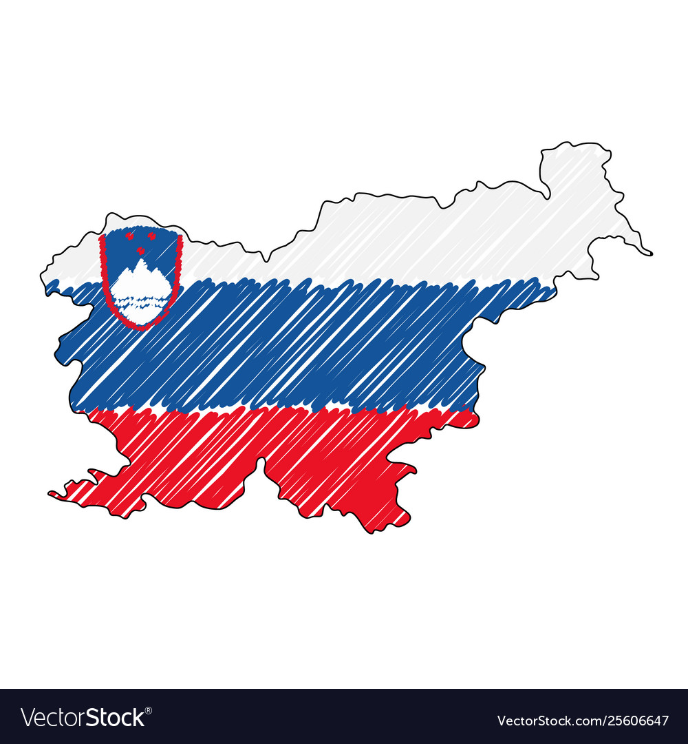 Slovenia map hand drawn sketch concept Royalty Free Vector