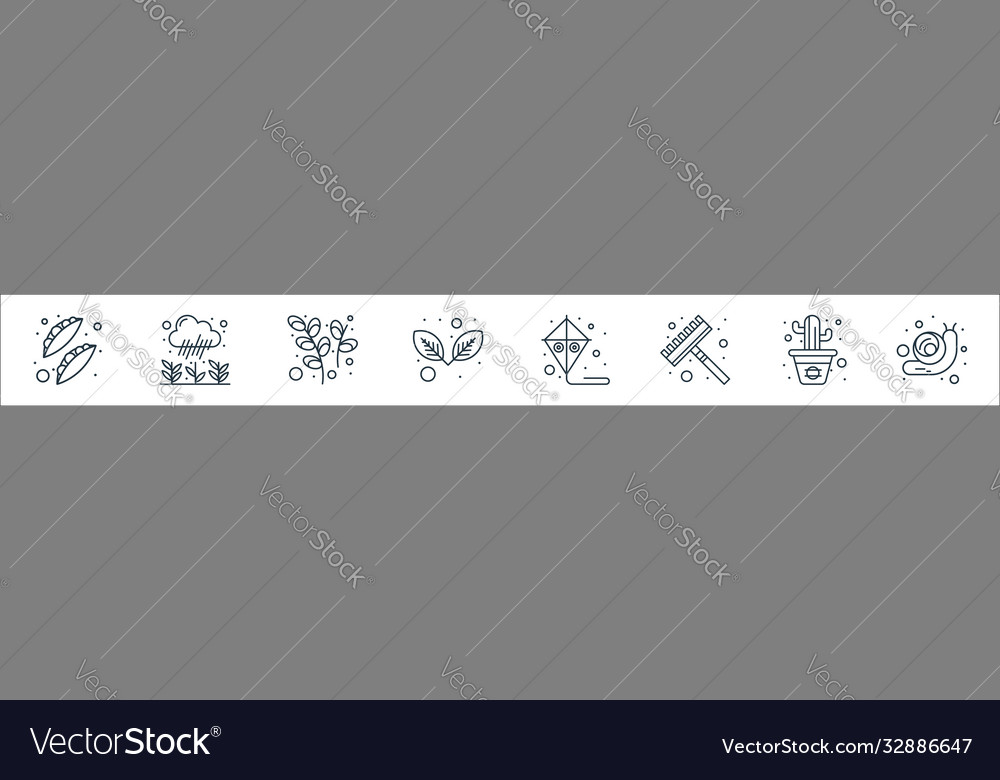 Spring line icons linear set quality vector image Spring line icons linear set quality