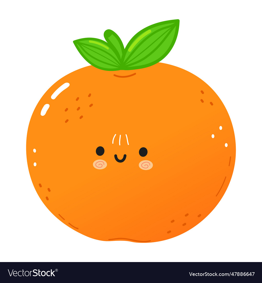 Tangerine fruit character hand drawn cartoon Vector Image