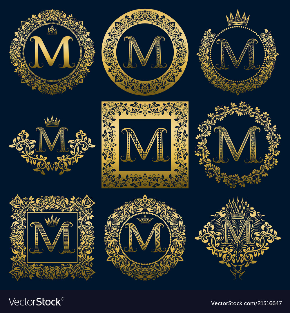 Vintage monograms set m letter Royalty Free Vector Image