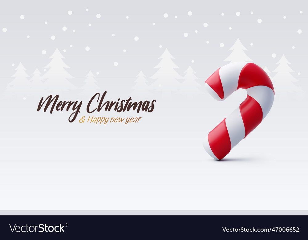 3d Christmas Candy Cane Merry Christmas Or New Vector Image