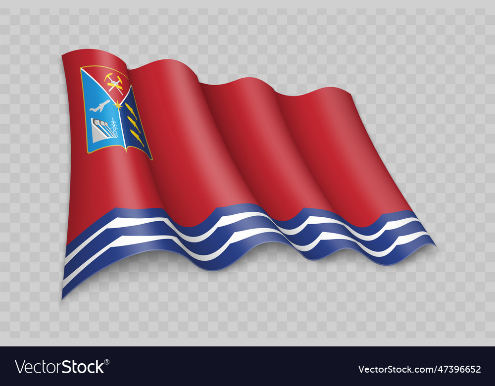 3d realistic waving flag of magadan oblast Vector Image