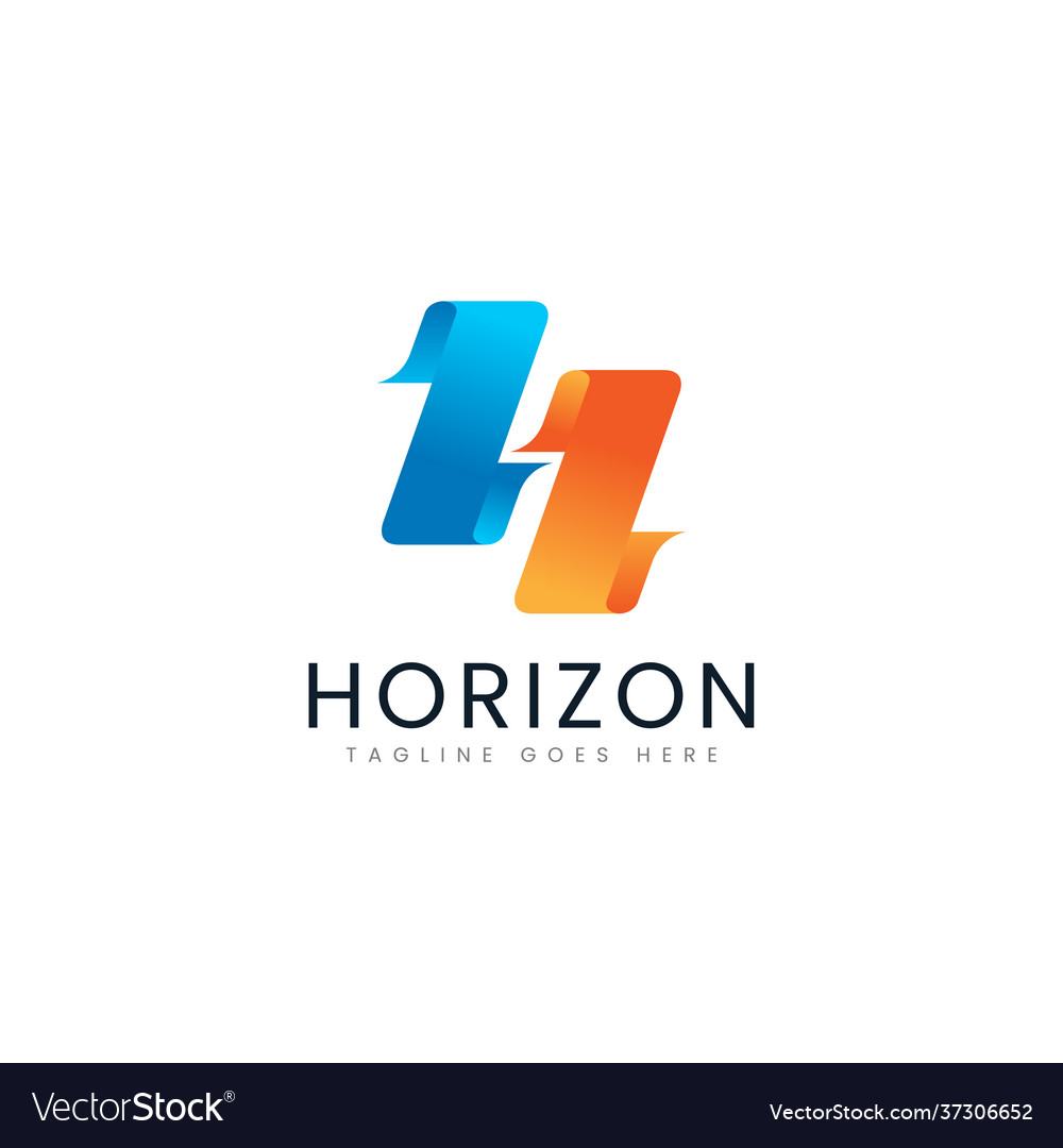 Abstract initial letter h with blue and orange