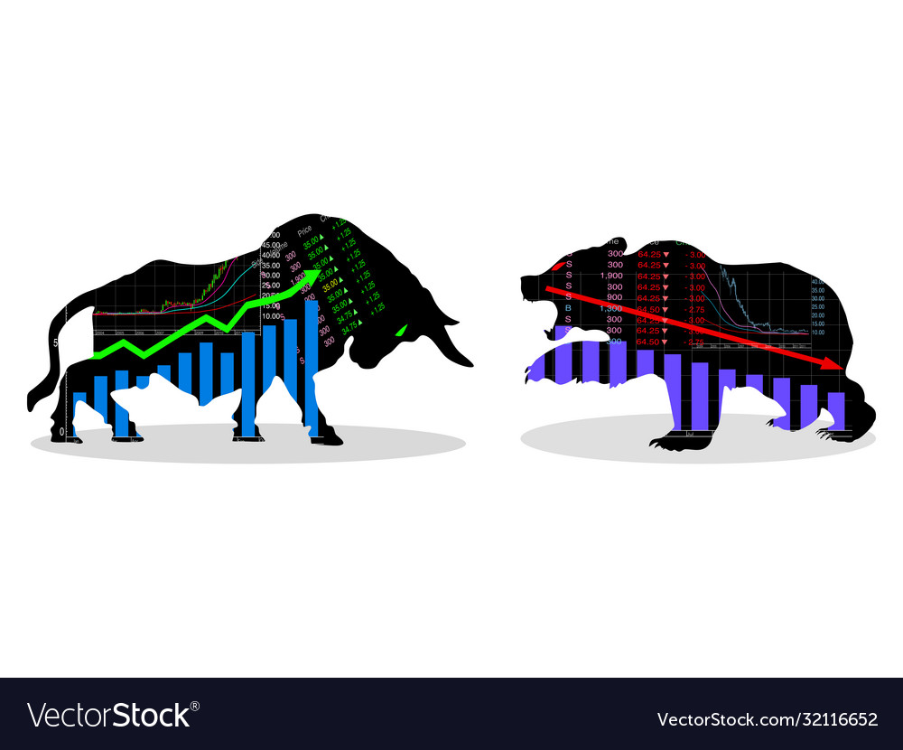Bull and bear fighting each otheron stock vector image Bull and bear fighting each otheron stock