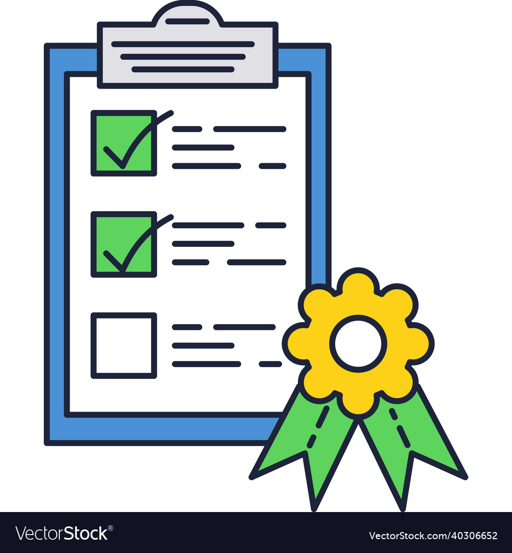 Clipboard check list icon with seal