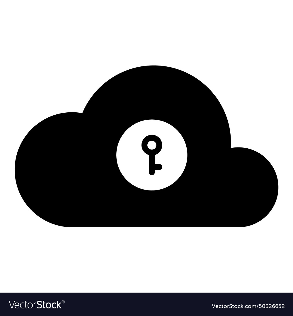 Cloud data key flat icon isolated on white vector image Cloud data key flat icon isolated on white