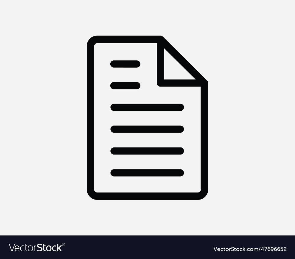 Document icon symbol sign text file page contract vector image Document icon symbol sign text file page contract