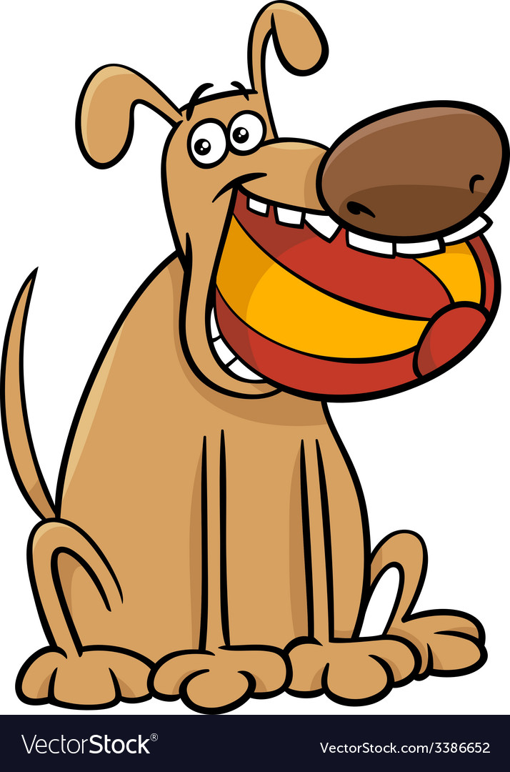 Dog with ball cartoon Royalty Free Vector Image