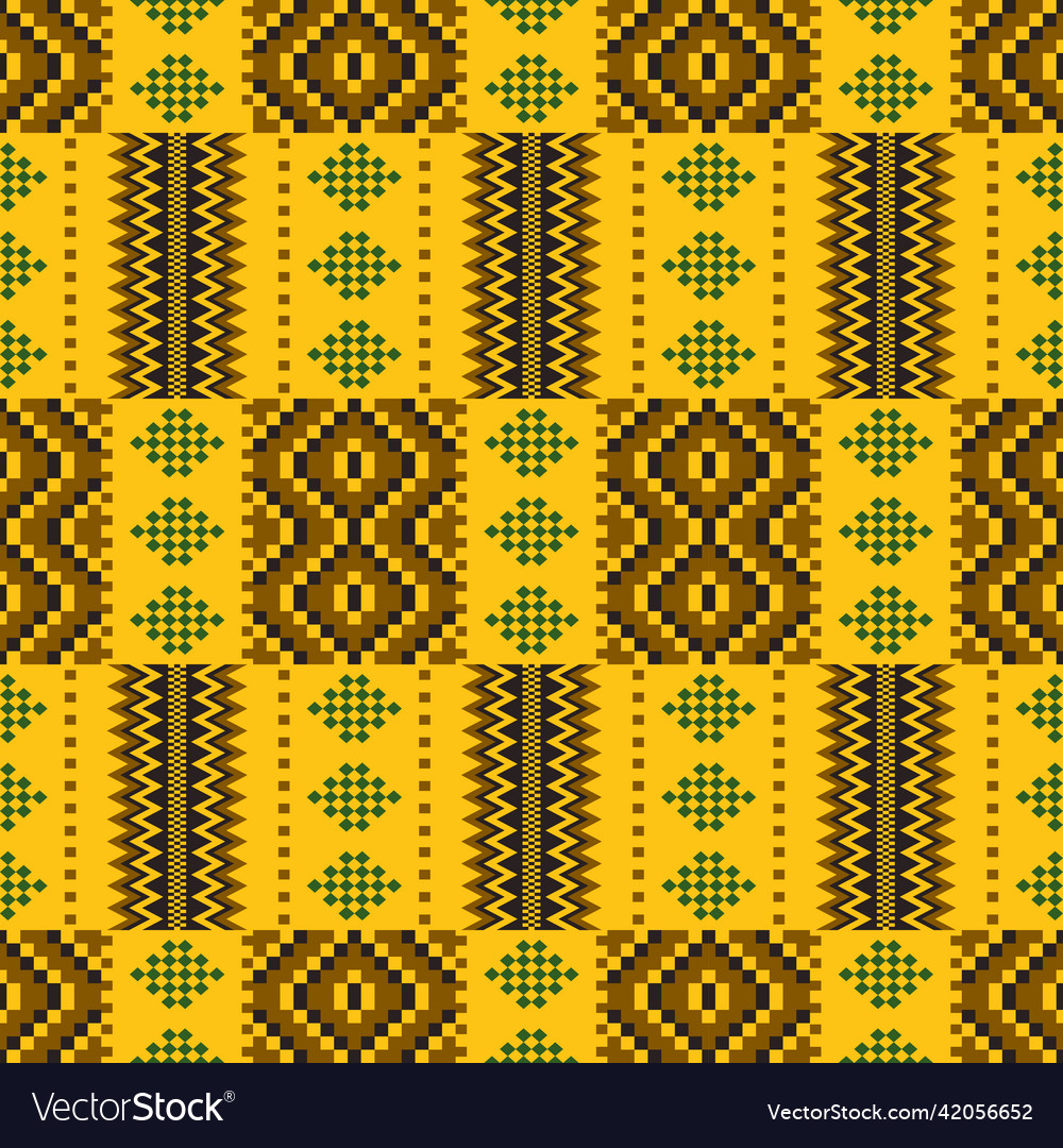 Ethnic Seamless Pattern Cloth Kente Tribal Print Vector Image