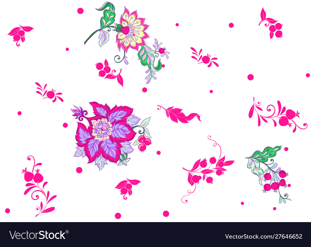 Fantasy floral seamless pattern in jacobean Vector Image Fantasy floral seamless pattern in jacobean