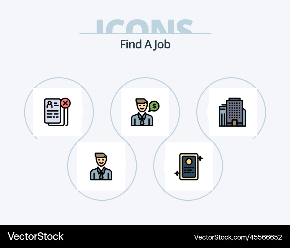 Find a job line filled icon pack 5 icon design Vector Image