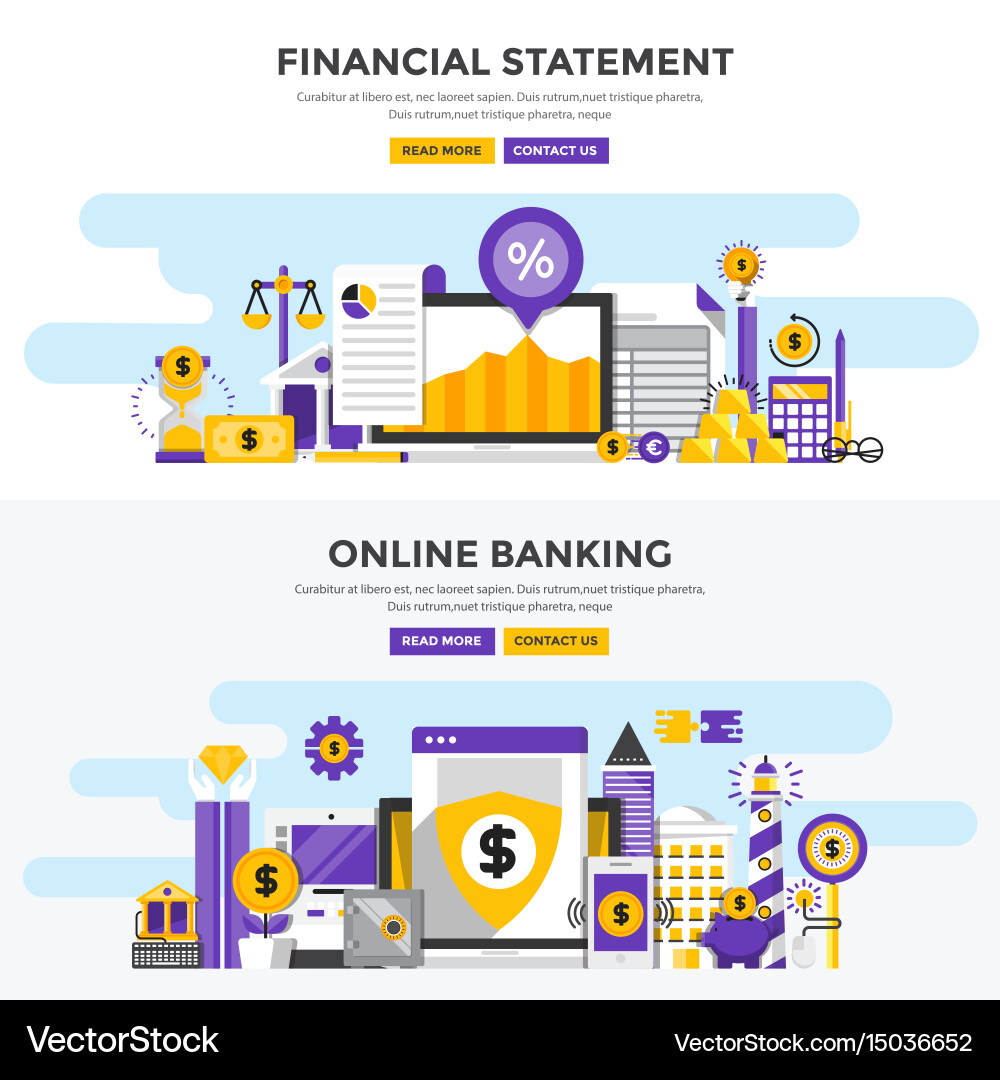 Flat Design Concept Banners Financial Statement Vector Image