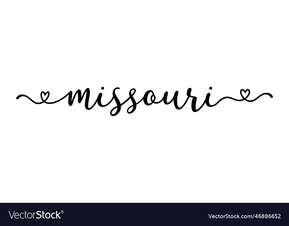 Hand sketched missouri text script lettering