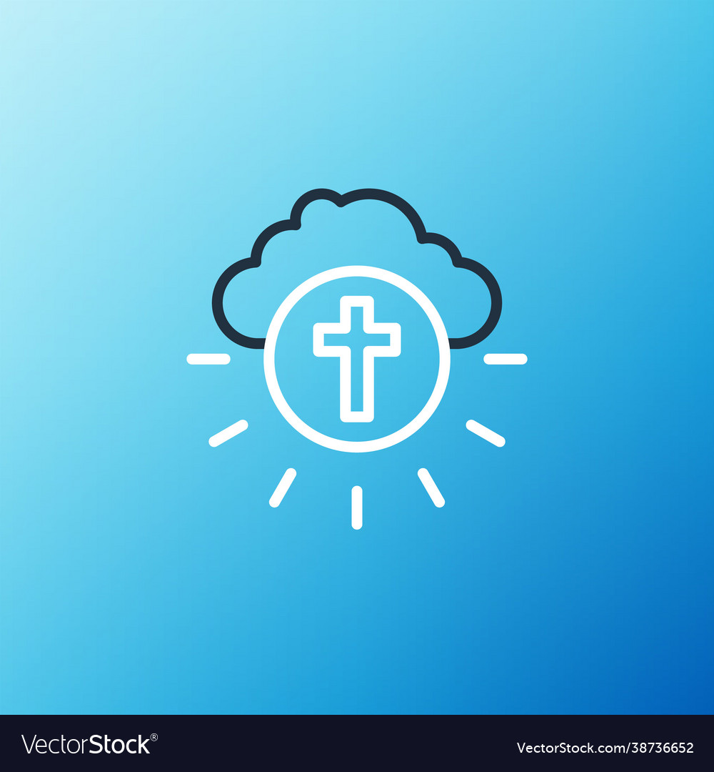 Line religious cross in circle icon isolated Vector Image