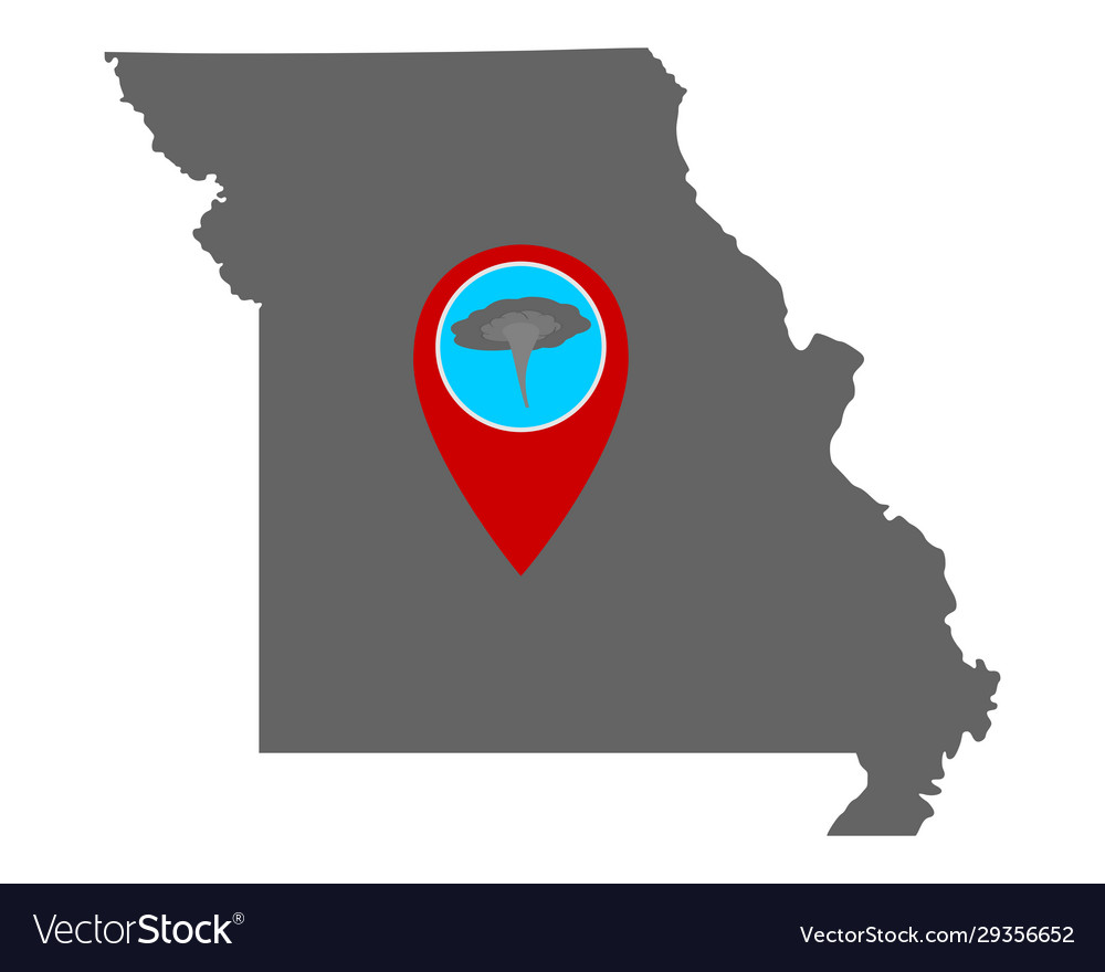 Karte missouri und Pin Tornado Warnung