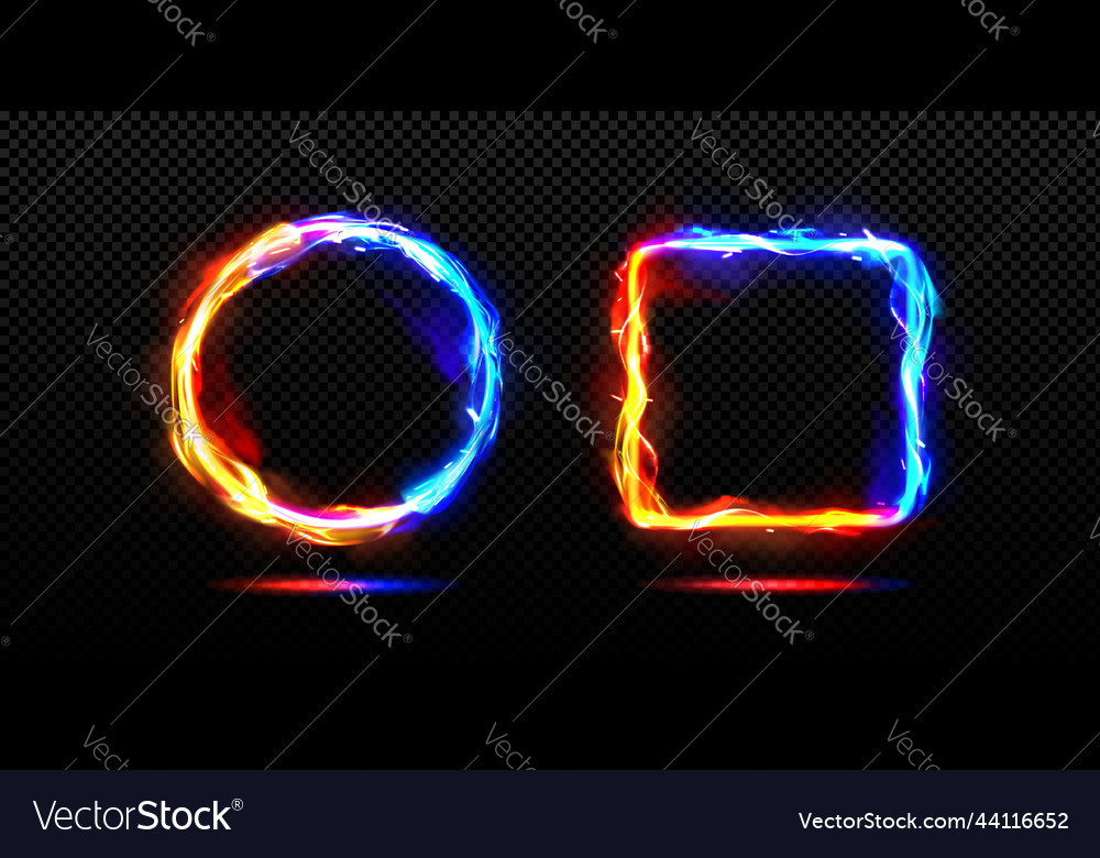 Neon frames with fire and ice energy effect Vector Image