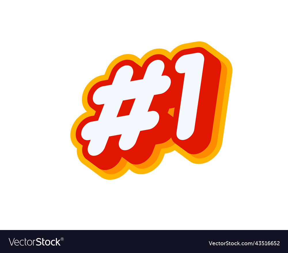 Number 1 isolated on white text effect design Vector Image Number 1 isolated on white text effect design