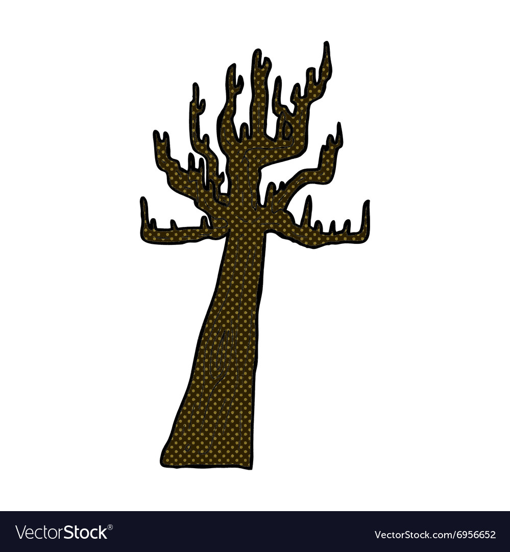 Old bare tree comic cartoon Royalty Free Vector Image