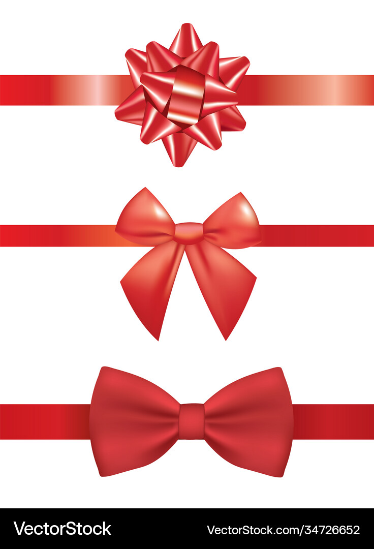 Red bow set Royalty Free Vector Image - VectorStock