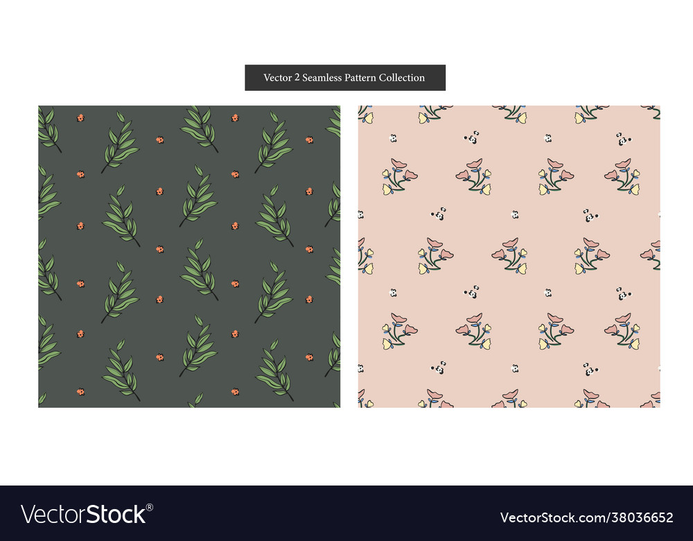 Retro pen drawing outline tree and flower pattern Vector Image