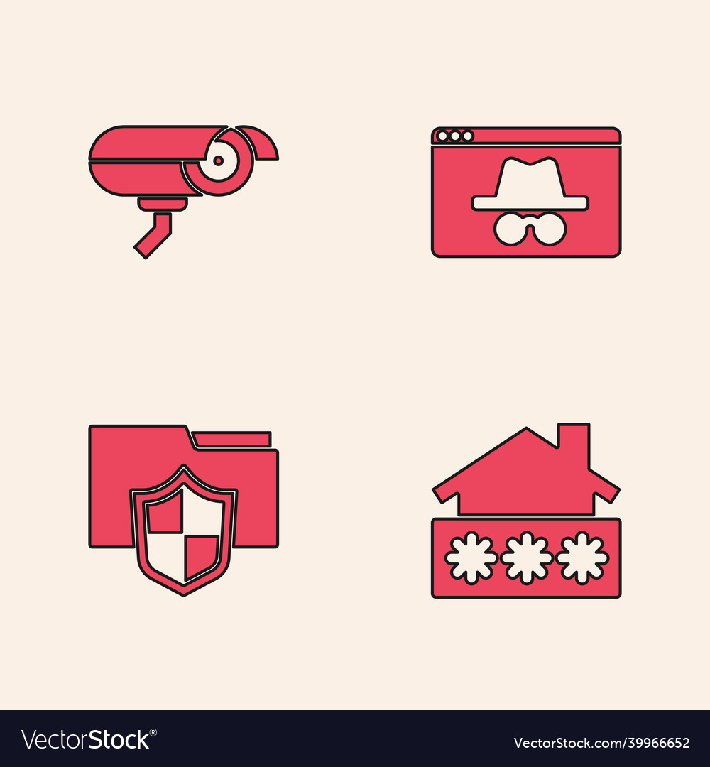Set house with password security camera browser Vector Image Set house with password security camera browser