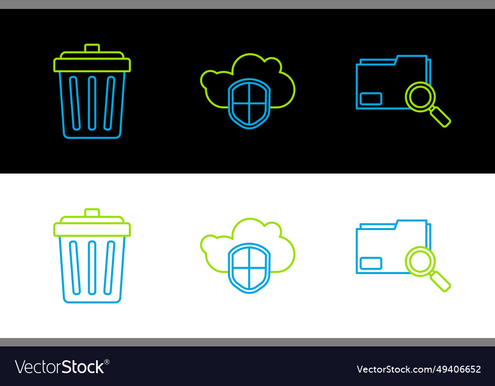 Set line search concept with folder trash can vector image Set line search concept with folder trash can
