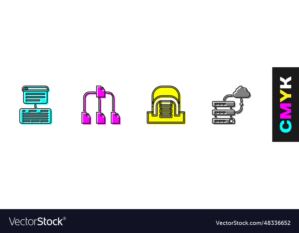 Set server data web hosting folder tree hangar Vector Image Set server data web hosting folder tree hangar