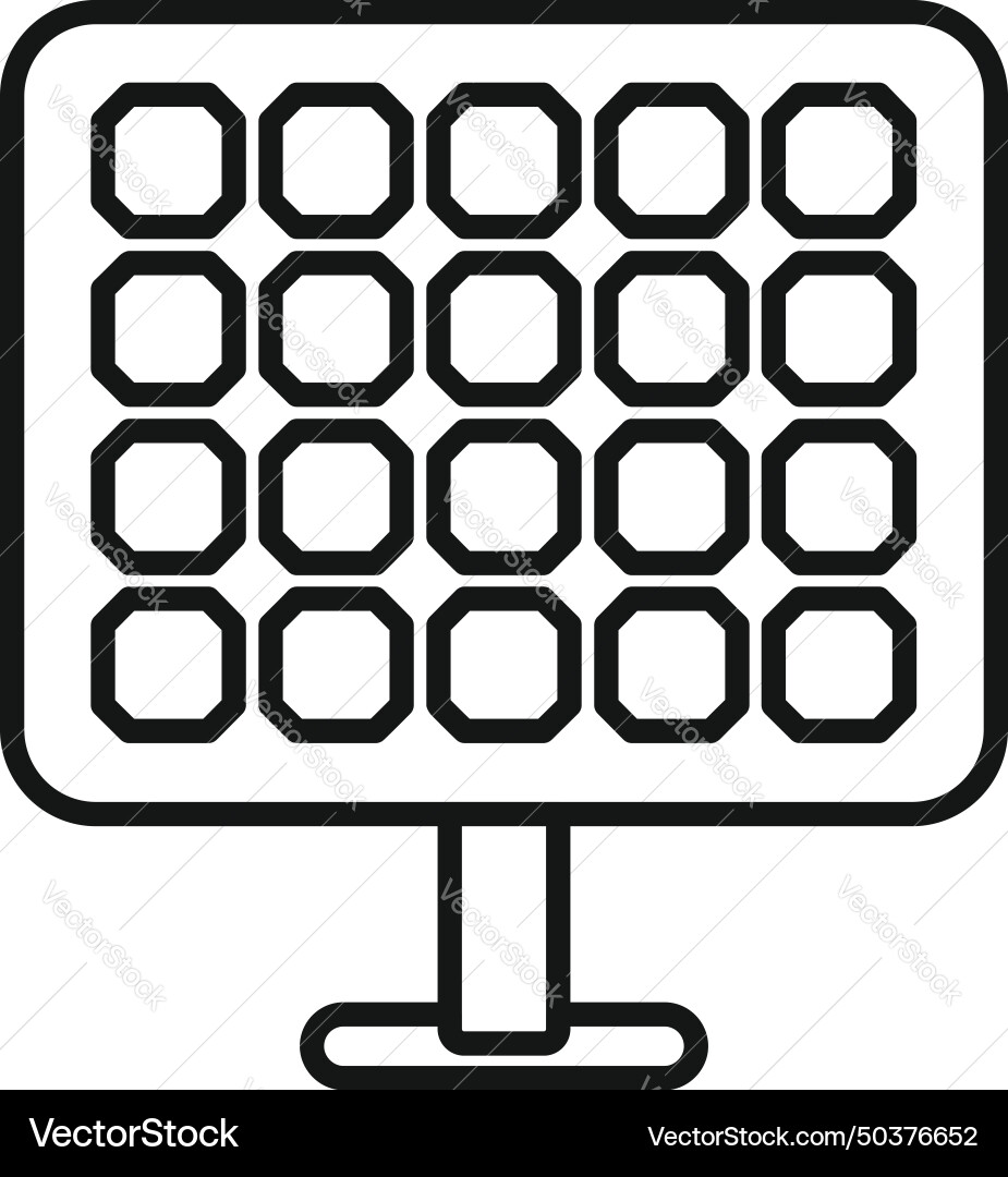 Solar panel icon outline source cell Royalty Free Vector