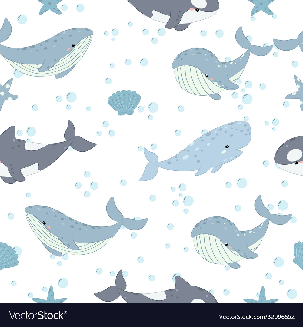 Whales seamless pattern Royalty Free Vector Image