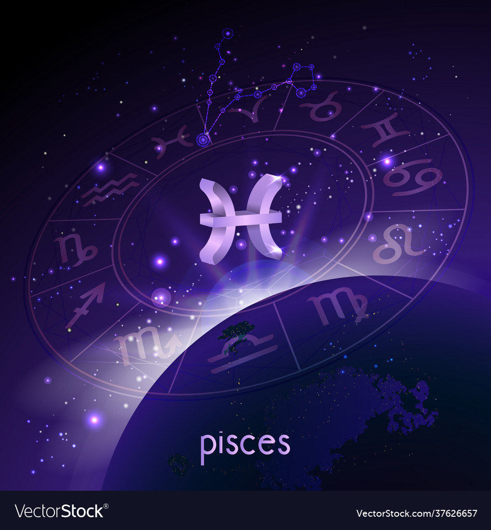 3d sign pisces vector image 3d sign pisces
