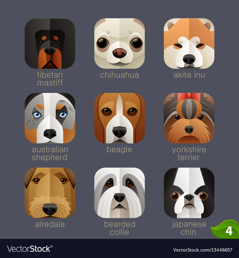 Animal faces for app iconsdogs set 3 Royalty Free Vector