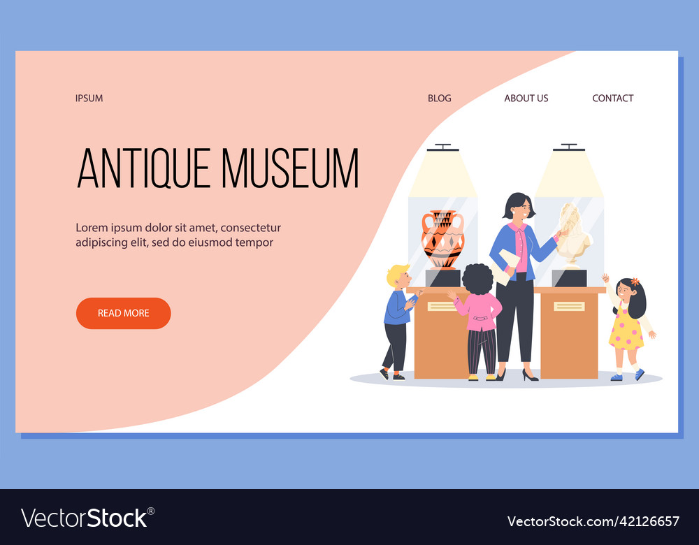 Antique museum website with children watching