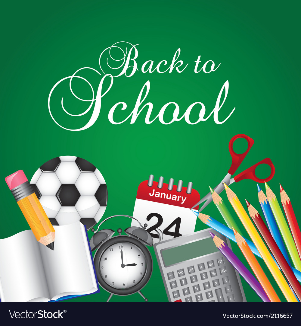 Back to school with objects over chalkboard