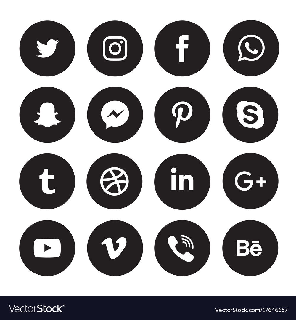 simple black social media icons